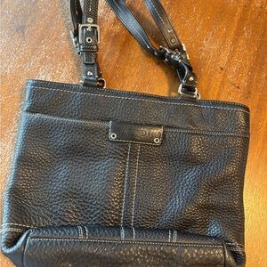 Coach Black Pebbled Leather tote shoulder bag